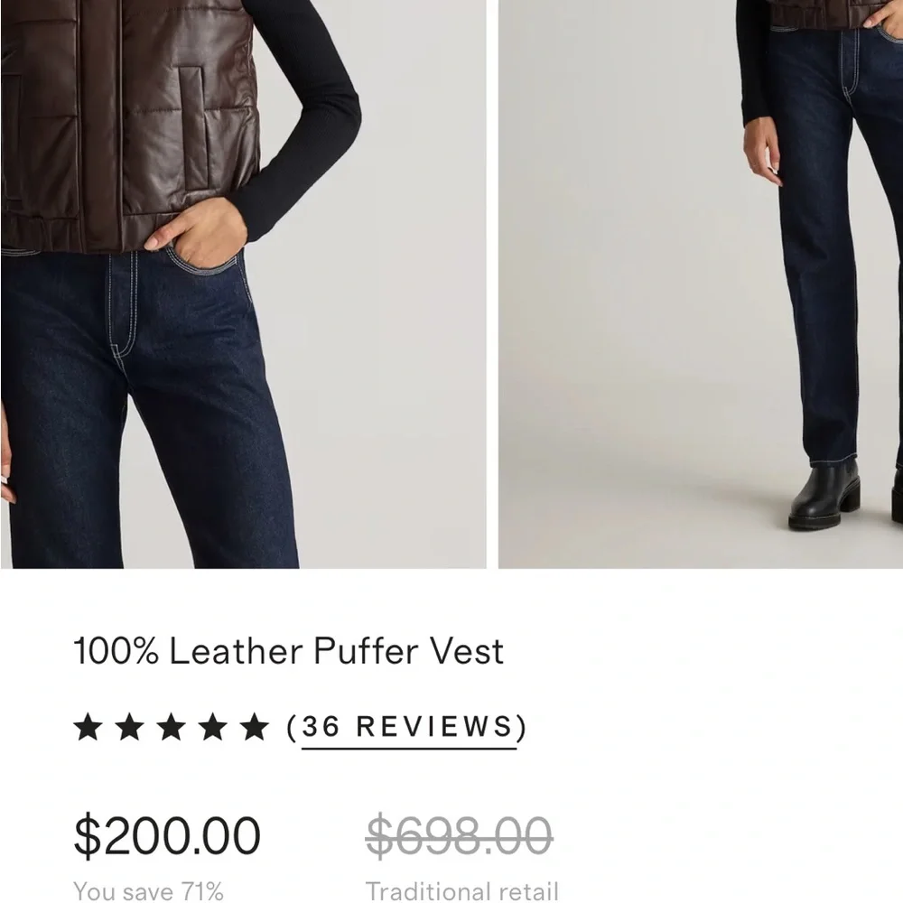 Quince 100% Black Leather Puffer Vest - Picture 2 of 8